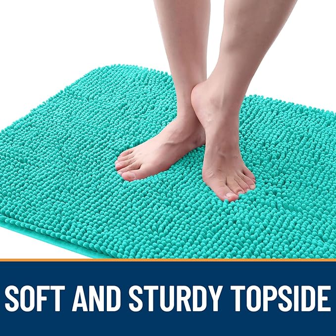 OLANLY Dog Door Mat for Muddy Paws 70x32, Absorbs Moisture and Dirt, Absorbent Non-Slip Washable Doormat, Quick Dry Chenille Mud Mat for Dogs, Entry Indoor Entryway Carpet for Inside Floor, Teal