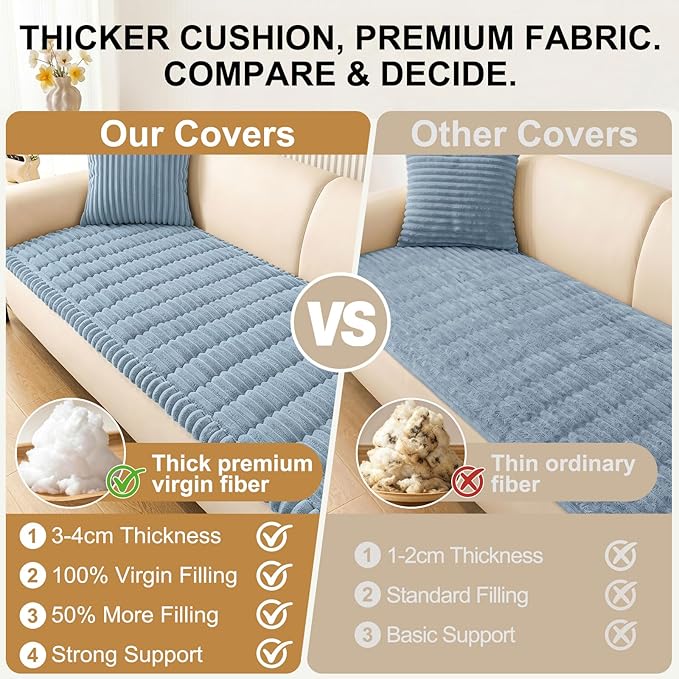 Smiry Couch Cover for Dogs, Non Slip Washable Sofa Protector for Pets, Soft Furniture Cover for Pet, Stylish Sofa Covers, Cozy Protect Against Fur, Dirt & Everyday Messes (Haze Blue, 35.4" x 95")