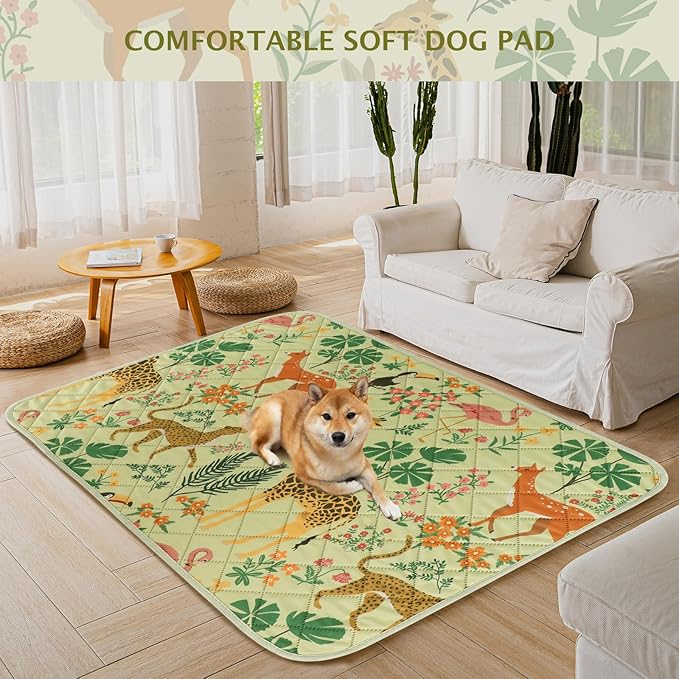 IEUUMLER Washable Pee Pads for Dogs, 2 Pack Forest Pattern Reusable Waterproof Puppy Pads, Non-Slip Super Absorbent Dog Training Pad for Playpen Crate Bed EU013 Green Jungle, 41x36