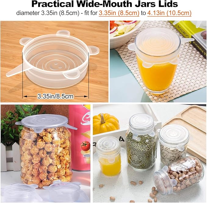 Adpartner Silicone Can Covers Pet Food Can Lids (8-Pack, 2.6in+3.3in), BPA-free Reusable Silicone Canned Food Lids for Soda/Beer Cans, Regular and Wide Mouth Mason Jars Canned Pet Foods