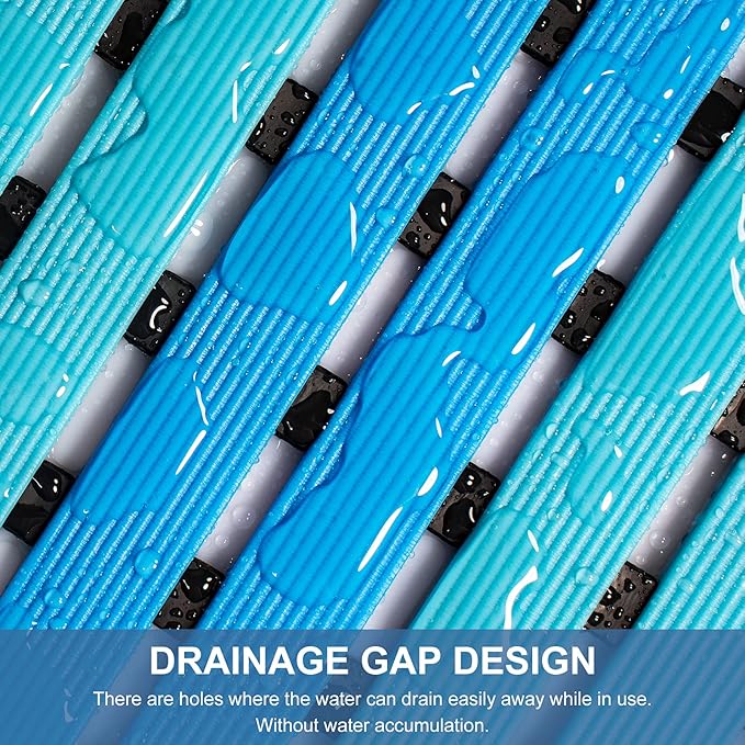Yolife Quick Drain Shower Mat, 24.8 x 15.8 inch Power Grip Shower Mat Non Slip, Raised Non Slip Shower Mats for Inside Shower, Heavy Duty Curlable Stand up Shower Floor Mat,Blue