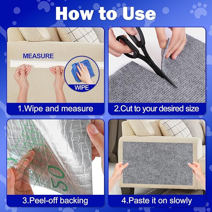 ENONCI Anit Cat Scratch Couch Furniture Protector,196.8x15.8 Cat Wall Corner Scratcher Pads Mat,DIY Climbing Scratching Carpet Post Replacement