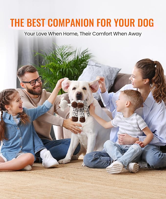 Squeaky Plush Dog Toys - Adorable Animal Designs with Soft Cotton Filling, Cute Stuffed Dog Chew Toys for Small, Medium Non-Aggressive Chewing Dogs Chewer (White - Giraffe/Lamb)