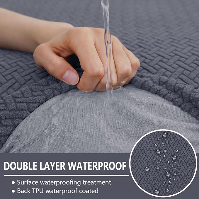 hyha Waterproof Couch Cushion Covers, Wear Resistant Couch Cover, Anti Slip Sofa Slipcovers Washable, Soft Thick Jacquard Furniture Protector for Pets Dog (1 Piece for Medium, Grey)
