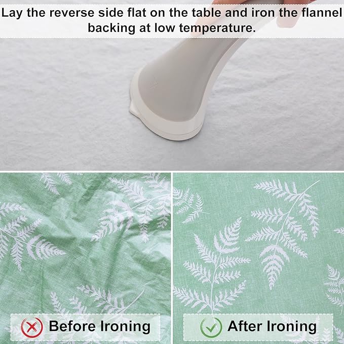 misaya Rectangle Vinyl Tablecloth, Fitted Table Cover, 100% Waterproof, Elastic Edge, Plastic Table Cloth Fit Folding Tables for Picnic, Camping, Outdoor (Light Green Leaves, 36x60 inch)