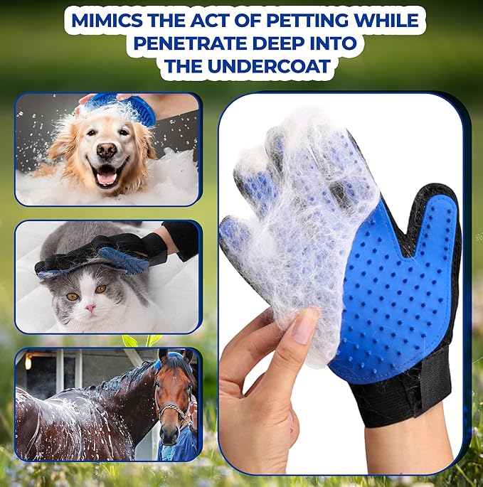 Pet Grooming Set with Dog Washing Gloves for Bathing, Dog Bath Brush and Silicone Dog Toothbrush, Pet Grooming Gloves for Dogs, Cats and Horses with 185 Silicone Tips