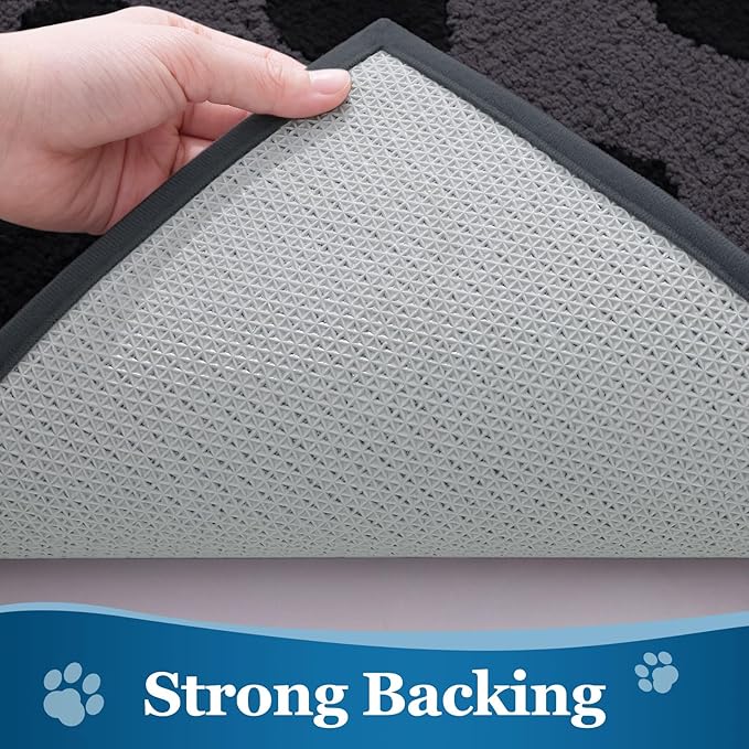 Buganda Dog Door Mat for Muddy Paws, Absorbent Dirt Trapper Washable Indoor Doormats, Non Slip Low-Profile Mud Mat for Dogs, Front Entrance Doormat for Inside Floor (59x35 Inches, Black)