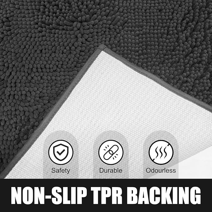 WAYNHUI Dog Door Mat for Muddy Paws 24"x 70" Large- Absorbent Dirt Trapper Quick Dry Non Slip Washable Chenille Mud Mat for Dogs, Front Door mat Indoor Entrance Pets Rug, Dark Grey (24"x 70")