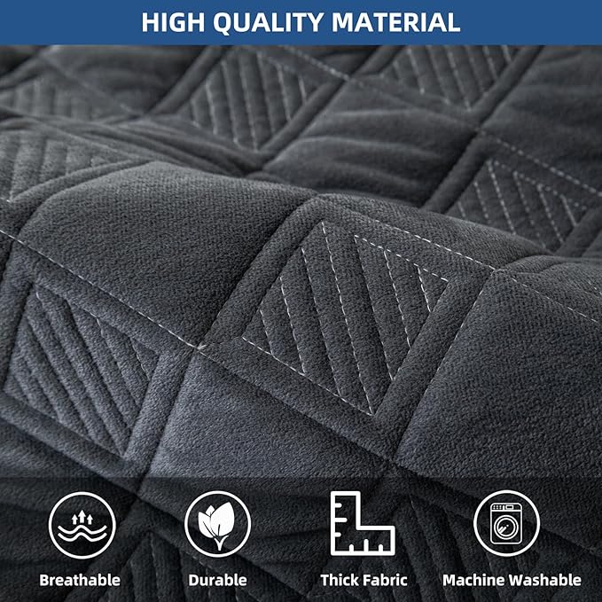 Eismodra Chair Arm Covers,Couch Arm Cover for Sofa Recliner Armchair Cats Dogs,Non Slip Armrest Arm Rest Slipcover Reclining Furniture Protectors (Dark Gray, Set of 2)