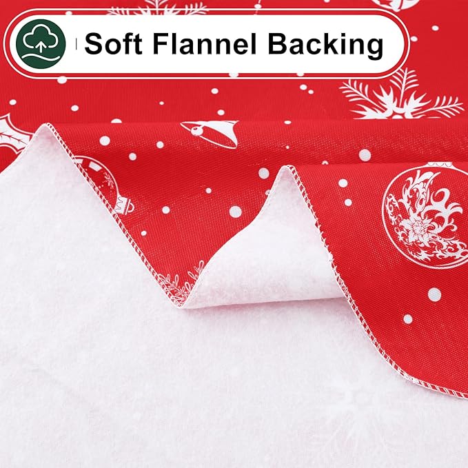 misaya Rectangle Waterproof Vinyl Table Cloth, Wipeable Tablecloth with Flannel Backing, Plastic Table Cover for Dinner, Christmas Party (Bells, 52" x 70")