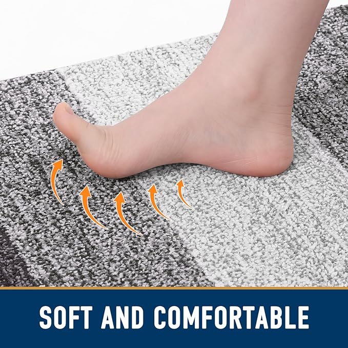 Smiry Dog Door Mat for Muddy Paws, Absorbs Moisture and Dirt, Low-Profile Entryway Mat with Non-Slip Backing, Entry Indoor Outdoor Doormat for Inside Floor (36x24 Inches, Light Grey, Striped)
