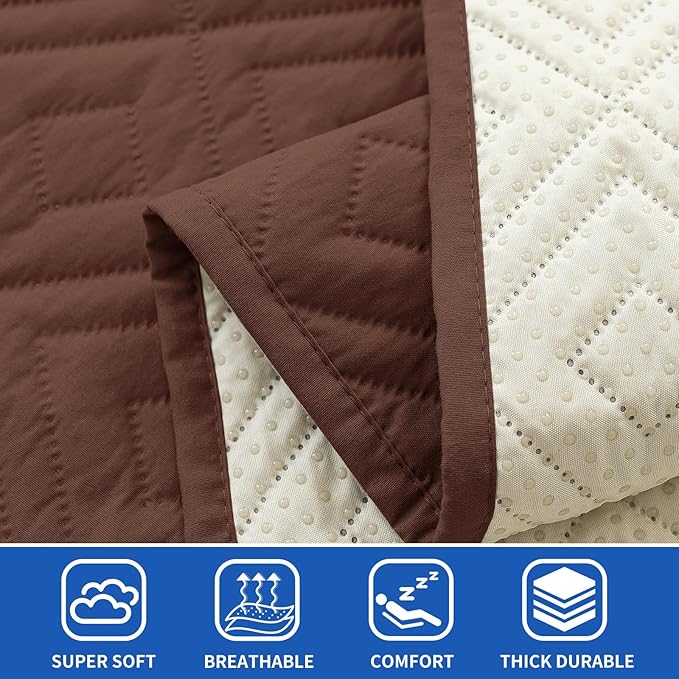 2026 Waterproof Bed Sofa Blanket (68"x82") Comfy Couch Sofa Mat for Dog Pets with Anti-Slip Back, Universal Incontinence Lightweight Liner Pad for Furniture Car Picnic etc Durable Washable, Coffee