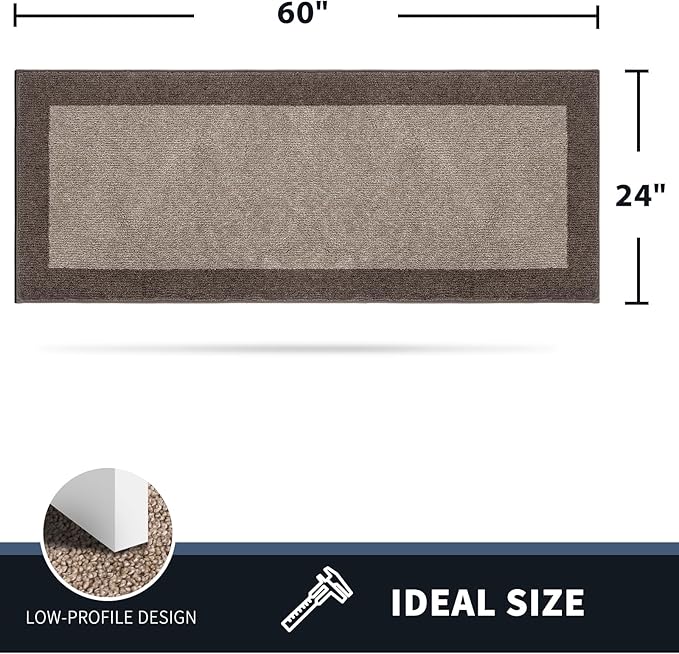 PURRUGS Dirt Trapping Door Mat 24" x 60", Non-Slip Machine Washable Entry Rug, Entrance Mat, Indoor Front Door Mat, Super Absorbent Entryway Rug for Muddy Shoes & Paws, Beige & Grayish Brown