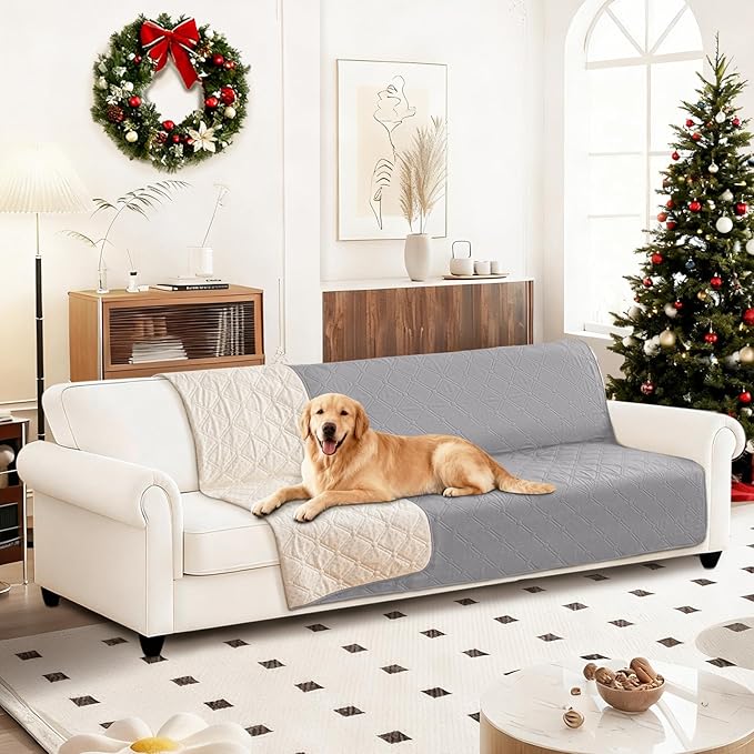 CYCMACO Waterproof Dog Bed Cover, Non-Slip Dog Blanket for Couch, Couch Covers for Dogs Washable, Pet Blanket for Furniture, Pet Bed Mat for Sofa, Car, Pet Supplies (82x82 Inch, Light Grey)