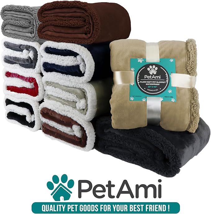 PetAmi Dog Blanket for Small Medium Dogs, Pet Bed Blanket Cat Puppy Kitten, Fleece Furniture Couch Cover Protector Sofa Car, Soft Sherpa Dog Throw Plush Reversible Washable, Mini 29x40 Solid Taupe