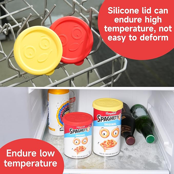 2 Packs 3.2-inch/7.8cm Silicone Lids for 15.6 oz and 15.8 oz SpaghettiOs Canned Pasta, Food Sealing Lids for Can, Can Covers for Canned Good, Freezer&Dishwasher Safe (Can NOT Included)