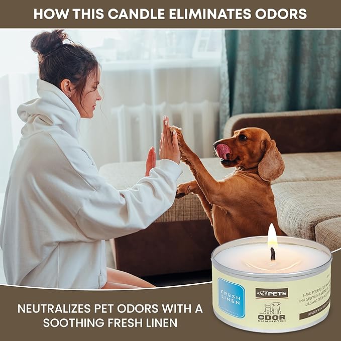 Art & Pets Pet Odor Candles Odor Eliminator Dogs and Cats Long-Lasting 72-Hour, Burn Natural Soy Wax with Refreshing Scent, Scented Candle to Remove Pet Smells (Lemon Grass)