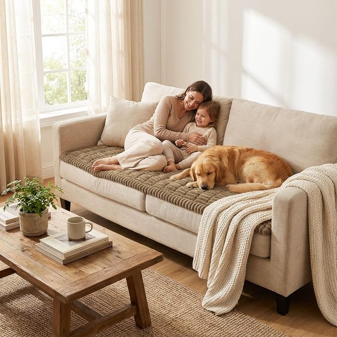 Smiry Couch Cover for Dogs, Non Slip Washable Sofa Protector for Pets, Soft Furniture Cover for Pet, Stylish Sofa Covers, Cozy Protect Against Fur, Dirt & Everyday Messes (Mocha Brown, 43" x 82.7")