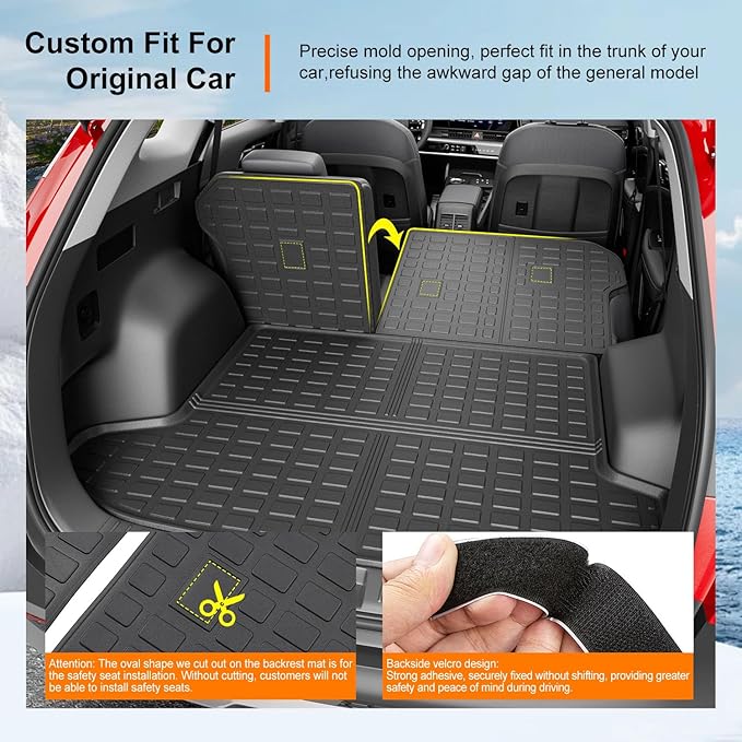 powoq Fuel&Hybrid Cargo Mat Compatible with 2023-2026 Kia Sportage Cargo Liner Trunk Mat TPE Backrest Liner Replacement for 2023-2025 2026 Kia Sportage Accessories (Trunk Mat with Backrest Mats)