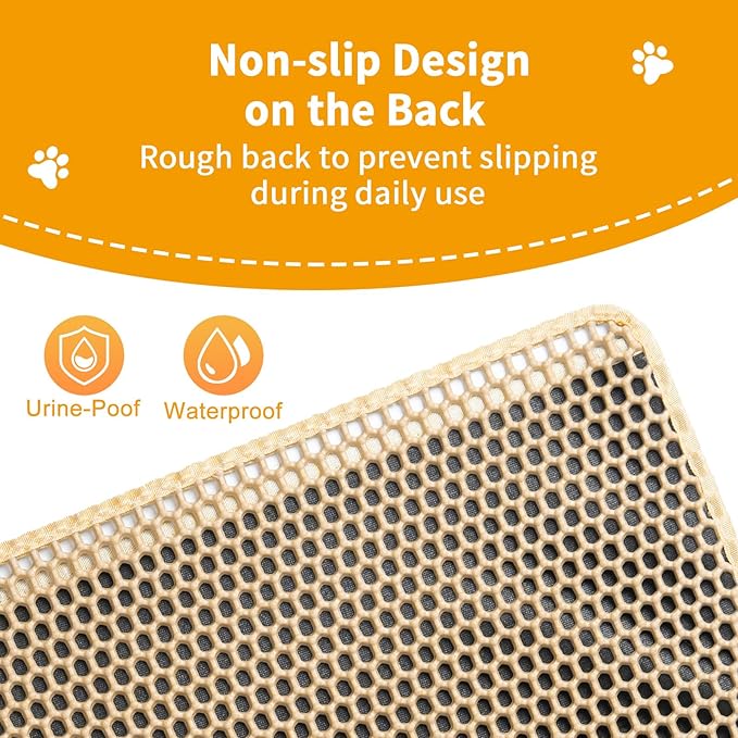 Cat Litter Box Mat-Super Large 47''x36'' Litter Trapping Mat for Cat-XXL Litterbox Matt for Floor-2 Layer Catcher Rug for Pet kitty Litterbox-Waterproof Urine Proof,Non-Slip