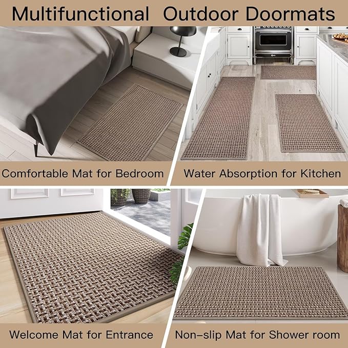 YDKGL Door Mat 31x47, Dirt Resistant and Absorbent, Non-Slip Rubber Backing Floor Mats, Easy Clean Low-Profile Doormat for Entryway, Front Door, Inside Entrance Brown
