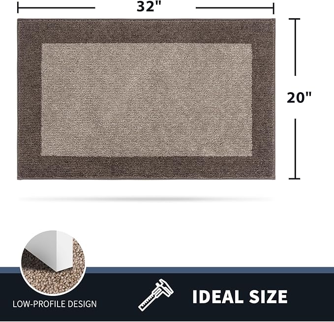 PURRUGS Dirt Trapping Door Mat 20" x 32", Non-Slip Machine Washable Entry Rug, Entrance Mat, Indoor Front Door Mat, Super Absorbent Entryway Rug for Muddy Shoes & Paws, Beige & Grayish Brown
