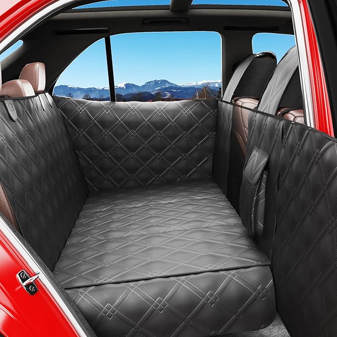 Back Seat Extender for Dogs – Waterproof Dog Seat Cover for Back Seat with Door Protection, Hard Bottom, Holds 420 lbs Dog Hammock for Cars, SUVs & More