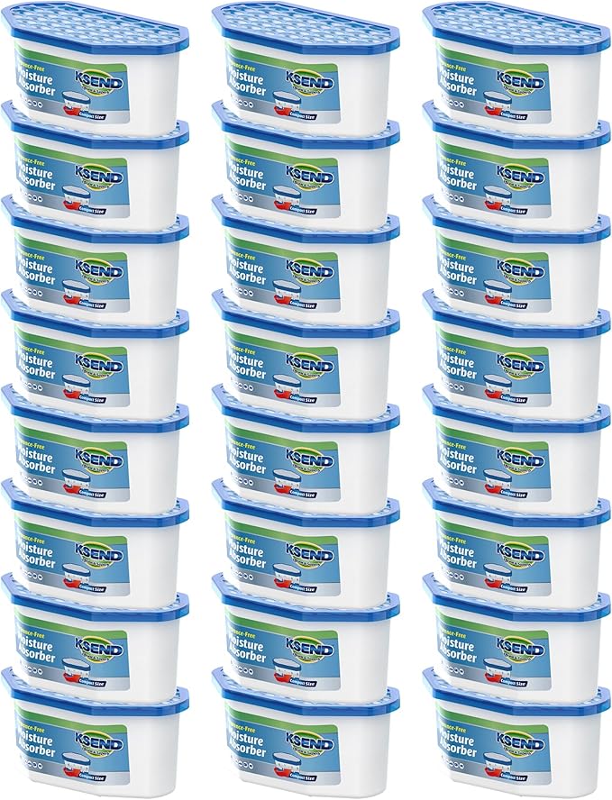 Moisture Absorbers, 24 Pack, Compact Dehumidifier for Closet, Efficient Humidity Absorber Boxes, Moisture Absorber for Closet, Odor Eliminator with Fragrance Free, Blue, 6.4oz, 300ml