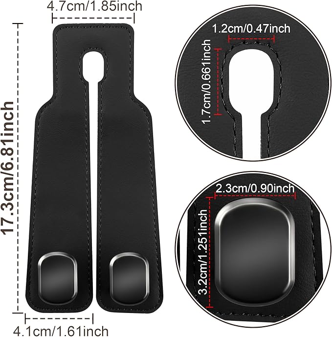 Amelity Car Seat Back Storage Hook, Car Hooks for Headrest, Car Headrest Hooks for Purses and Bags, Purse Hanger for Car (2 Pack, Black)