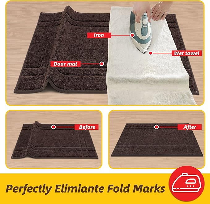 JSEI Entryway Rugs Doormat 36"x60", Non-Slip Dirt Trapper Door Mats Indoor, Washable Absorbent and Stain Resist Welcome Floor Mat for Front Door, Dog Door Mat, Muddy Wet Shoes & Paws, Brown