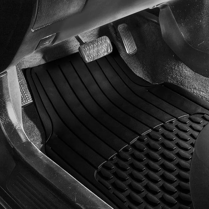FH Group Automotive Floor Mats - Heavy-Duty Rubber Floor Mats for Cars, Universal Fit Full Set, ClimaProof Floor Mats, Trimmable Floor Mats For Most Sedan, SUV, Truck Floor Mats Black