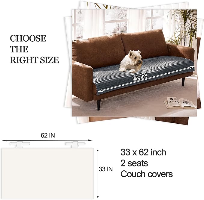 Meider Waterproof Dual Non-Slip Couch Cover for Dogs, Fuzzy Soft Pet Couch Covers for 2 Cushion Sofa loveseat, Pet Friendly Soft Dog Bed Covers Sofa Cover Washable (Titanium Gray, 33" x 62" 1 Pack)