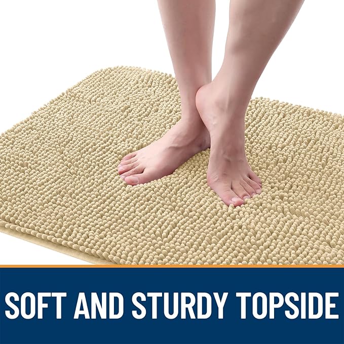 OLANLY Dog Door Mat for Muddy Paws 40x24, Absorbs Moisture and Dirt, Absorbent Non-Slip Washable Doormat, Quick Dry Chenille Mud Mat for Dogs, Entry Indoor Entryway Carpet for Inside Floor, Sand