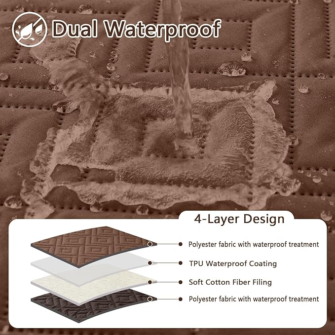 hyha Waterproof Dog Blanket, Soft Pet Bed Blankets, Waterproof Sofa Couch Cover for Dogs Washable, Reversible Pet Couch Covers for Sofa Furniture (30x80 Inch, Brown/Chocolate)