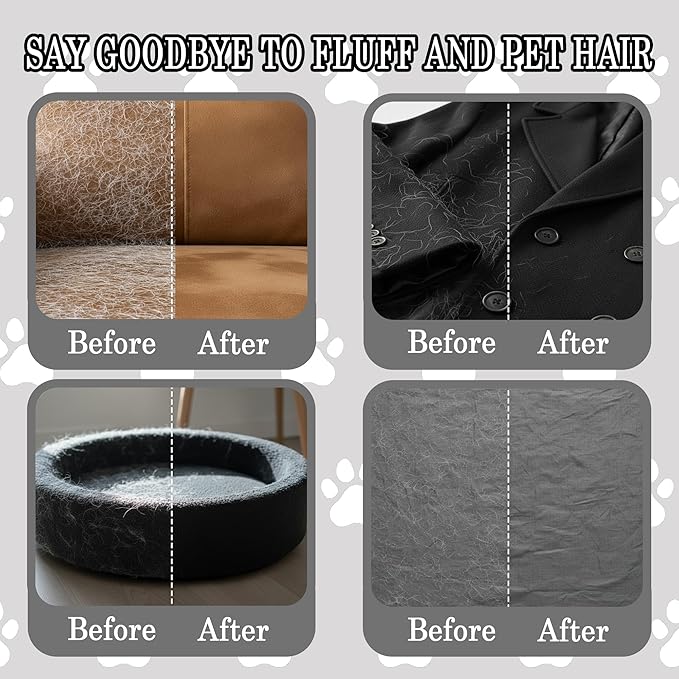 Pet Hair Removal Glove for Dogs & Cats, Five-Finger Electrostatic Glove for Clothes, Couch,Carpets, Car Seat, Individually Wrapped 1 Pack Black, L