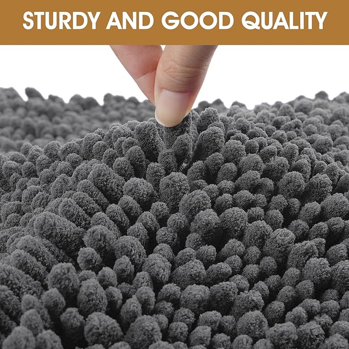 4 Pieces Muddy Door Mats for Dogs, 30" X 20" Chenille Absorbent Doormat, Trap Dirt Non Slip Heavy Indoor Doormat Soft Dog Bed Mat Front Inside Door Mat for Indoor Outdoor Entrance,Grey