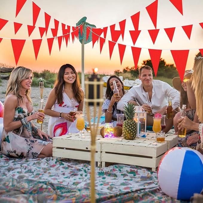 Tatuo 820 ft 500 Pcs Pennant Banner Flag String Hanging Triangle Bunting Flag for Carnival Party Outdoor Events Birthday Classroom Decoration(Red)
