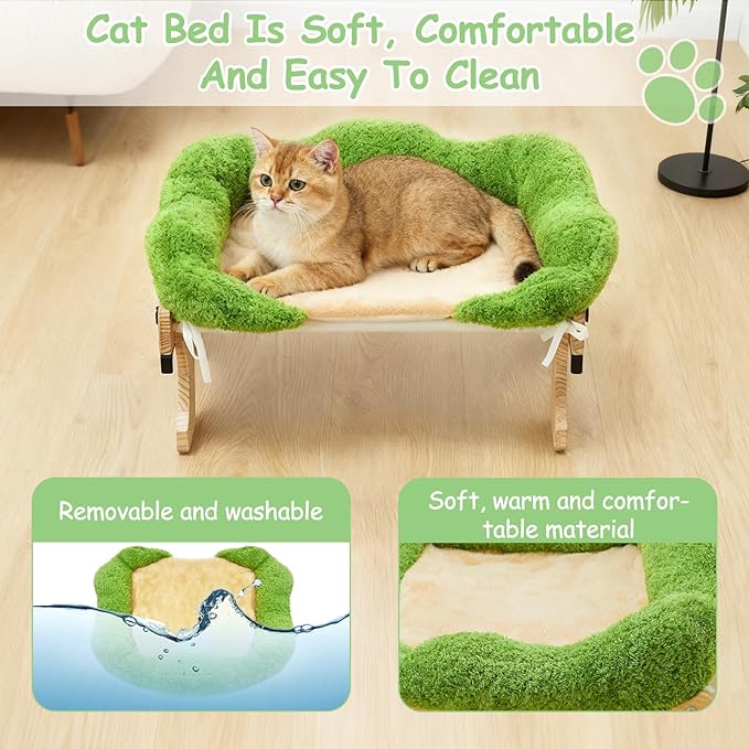 Woochpet cat Window Perch for Indoor Cats Large Window Hammock with Washable Cover Suitable for All Seasons cat Window Bed for Adults Cats and Kittens(Plant Green)