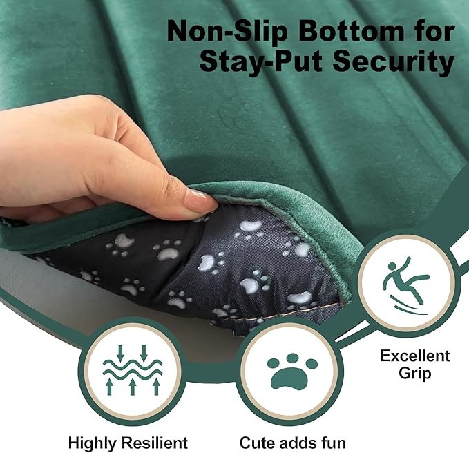 Dog Crate Pad, Ultra Soft & Anti-Slip Kennel Mat, Secure Fit for Metal Crates & Dog Cages, Washable Cozy Bed for Small Medium Large Dogs (Green, S(23"*14"*1.5"))