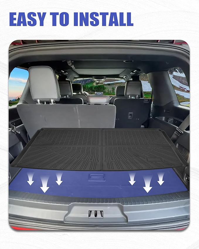 Cargo Liners for Ford Expedition Max/Lincoln Navigator L Accessories 2018-2024 with Hook&Loop Rear Trunk Mat Rear Seat Back Cover Protector Backrest Mat All Weather Anti-Slip Split Dog Liner