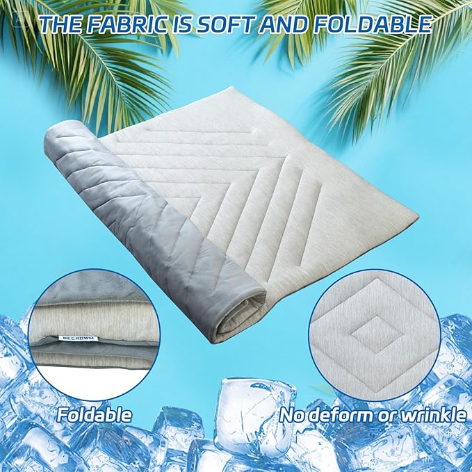 BECROWM Dog Cooling Mat Self Coolings Foldable Cooling Pad for Dog in Summer Coolings Mat for Dogs and Cats Machine Washable (X-Large)
