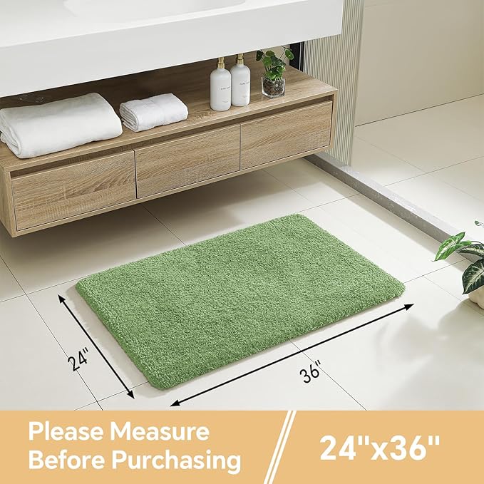Hunter Green Bathroom Rugs 24"x36" - Fluffy Microfiber Bath Mat, Non Slip and Absorbent Bathroom Floor Mat, Machine Washable Plush Rug - Ideal for Tub, Cabinet or Washroom