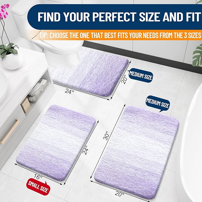 OLANLY Bathroom Rugs Mat 59x20, Extra Soft Absorbent Microfiber Bath Rug, Rubber Backing, Quick Dry, Machine Washable Bath Mats for Bathroom Floor, Tub and Shower, Home Decor Accessories, Light Purple
