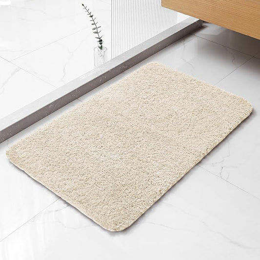 Beige Bathroom Rugs 20"x32" - Soft Plush Bath Mat, Non Slip Absorbent Microfiber Bathroom Rug, Machine Washable Floor Mat - Perfect for Vanity, Sink or Bathtub Area