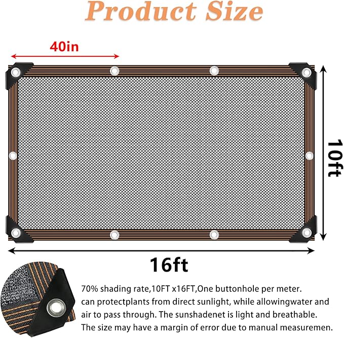 Shade Cloth - for Plants Greenhouse, 70% Sunblock Shade Sails -for Outdoor Garden Pergola Patio Lawn Sun Shade Cloths for Kennel Chicken Coop Easier to Hang Plant Shade Net Cover