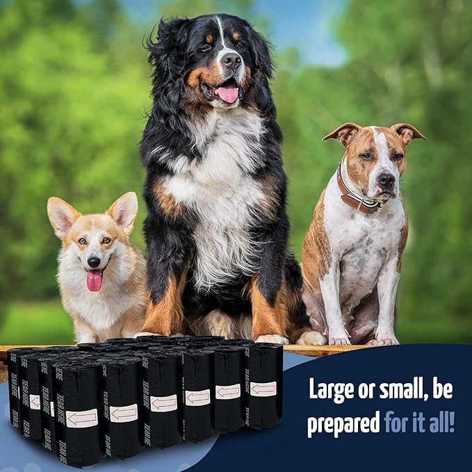 Reli. Dog Poop Bags w/Holder (360 Pack - 24 Rolls) | Leash Clip Dispenser | 9x13" Large Dog Bag for Poop | Black Pet Waste Carrier Refills w/Clip Dispenser | Unscented, Leak Proof