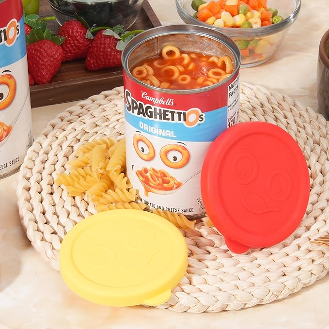 2 Packs 3.2-inch/7.8cm Silicone Lids for 15.6 oz and 15.8 oz SpaghettiOs Canned Pasta, Food Sealing Lids for Can, Can Covers for Canned Good, Freezer&Dishwasher Safe (Can NOT Included)
