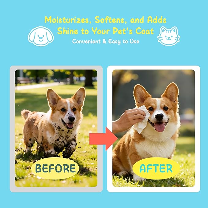 Pet Wipes for Dogs and Cats, Deodorizing Dog Cleaning Wipes with Coconut Extract, Extra Thick Hypoallergenic Dog Wipes for Paws and Butt Ears Eyes Coats, 100 Count