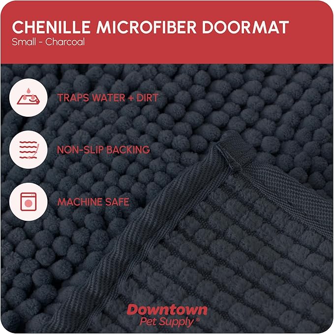 My Doggy Place Dog Mud Mat, 18" x 24" Charcoal – Thick Microfiber Entry Rug for Snow, Mud & Salt – Absorbent, Quick-Dry, Washer-Safe & Non-Slip, Small