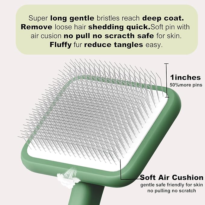 Dog Brushes for Poodle,Doodle,Bernedoodle,Chow Chow Best Slicker Brush for Dogs Thick Long Curly Hair Shedding,Detangles,Fluffy,Grooming,Remove Loose Hair Long Pin Slicker Brush for Shedding.(Large)